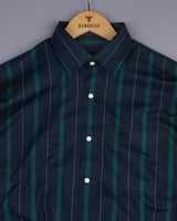 NavyBlue With Green MultiStripe Formal Cotton Shirt