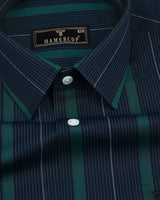 NavyBlue With Green MultiStripe Formal Cotton Shirt