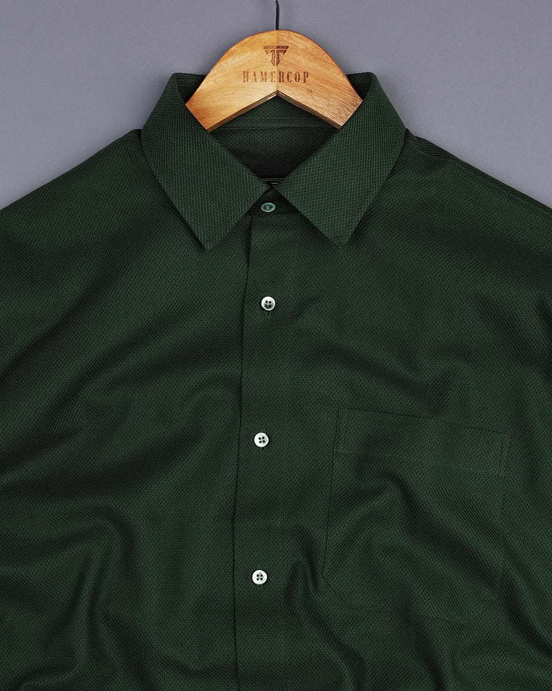 Seaweed Green Dobby Texture Solid Cotton Shirt