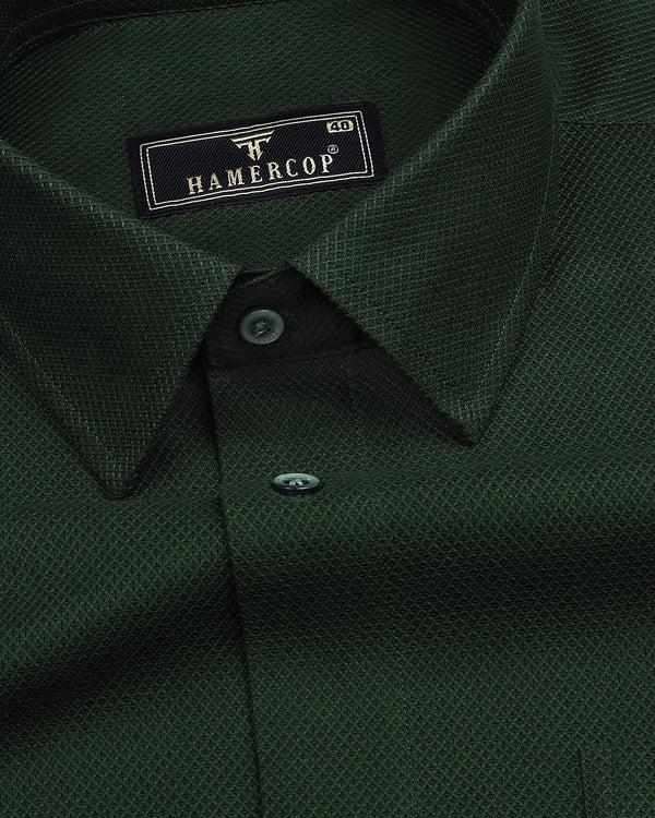 Seaweed Green Dobby Texture Solid Cotton Shirt Hamercop Seaweed Green Dobby Texture Solid Cotton Shirt Hamercop
