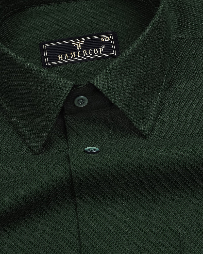Seaweed Green Dobby Texture Solid Cotton Shirt Hamercop Seaweed Green Dobby Texture Solid Cotton Shirt Hamercop