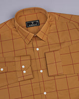 Kamel Brown With Red Check Premium Gizza Shirt