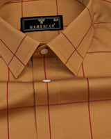 Kamel Brown With Red Check Premium Gizza Shirt