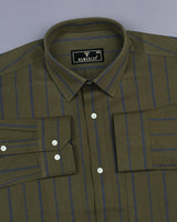 Juniper Green With Blue Dobby Stripe Cotton Shirt