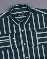 Poison Green With Gray Stripe Formal Cotton Shirt