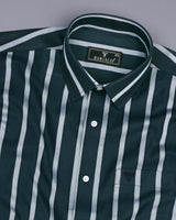 Poison Green With Gray Stripe Formal Cotton Shirt