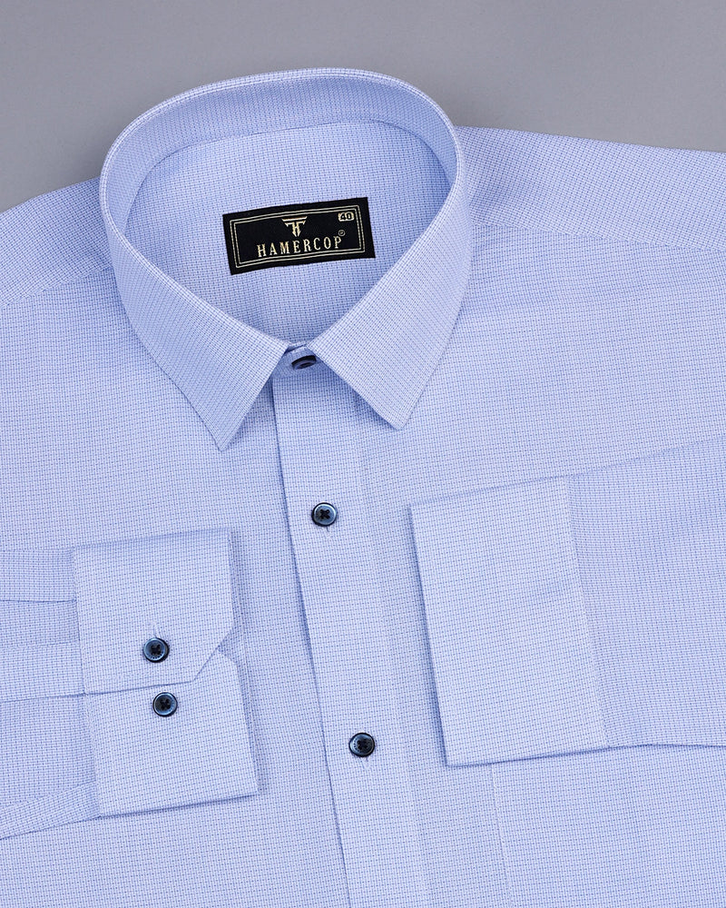 Skylark Blue With White Dobby Texture Cotton Shirt