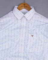 Trum White With Brown Arrow Printed Poplin Cotton Shirt