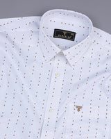 Trum White With Brown Arrow Printed Poplin Cotton Shirt