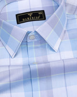 Berlin Blue With Gray Twill Check Premium Cotton Shirt