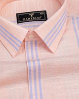 Carson Orange With Gray Stripe Linen Cotton Shirt
