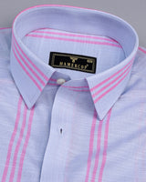 Carson Gray With Pink Stripe Linen Cotton Shirt