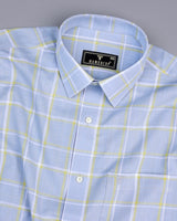 Wrefal Silver Blue Check Linen Cotton Formal Shirt