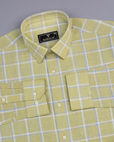 Wrefal Pista Green Check Linen Cotton Formal Shirt