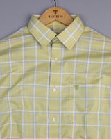 Wrefal Pista Green Check Linen Cotton Formal Shirt