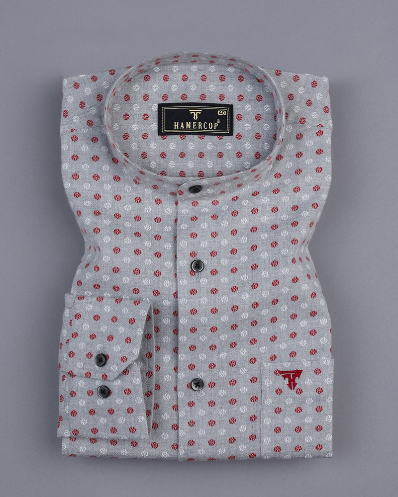 Red White Sphere Printed Gray Plaid Flannel Shirt – Hamercop