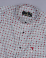 Red And White Sphere Printed Gray Color Plaid Flannel Shirt