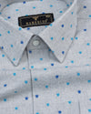 Blue Crown Printed Gray Color Plaid Flannel Cotton Shirt