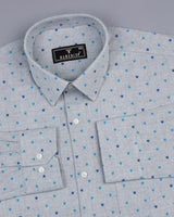 Blue Crown Printed Gray Color Plaid Flannel Cotton Shirt