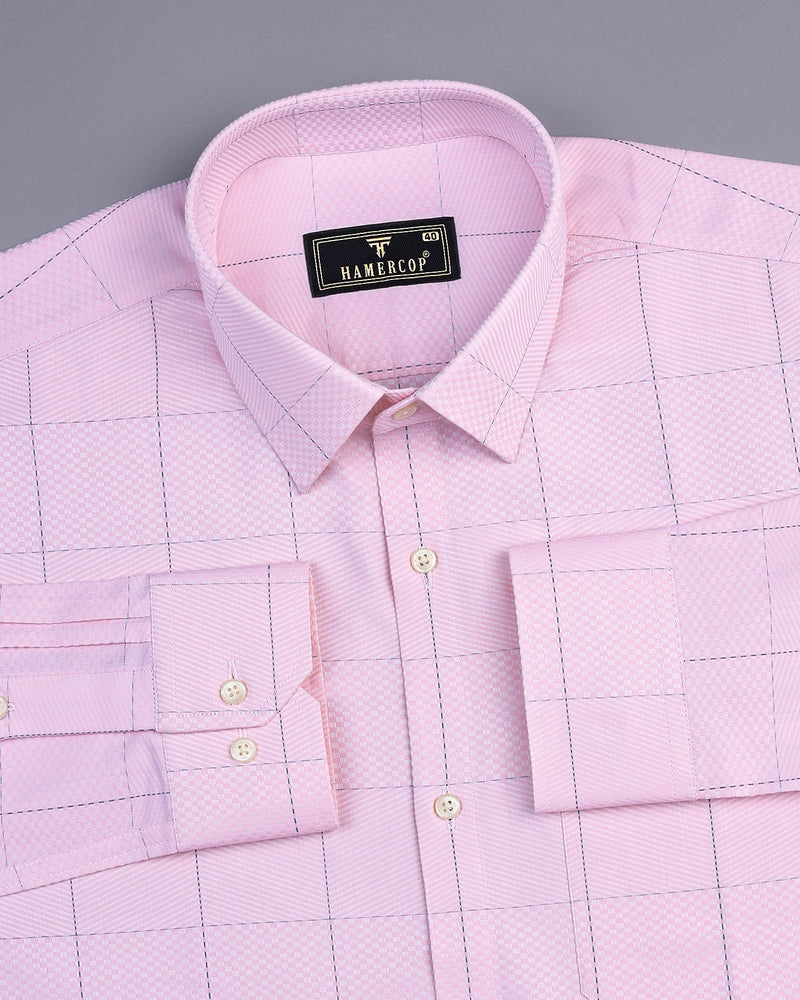 Andro Pink Dobby Check Premium Giza Shirt