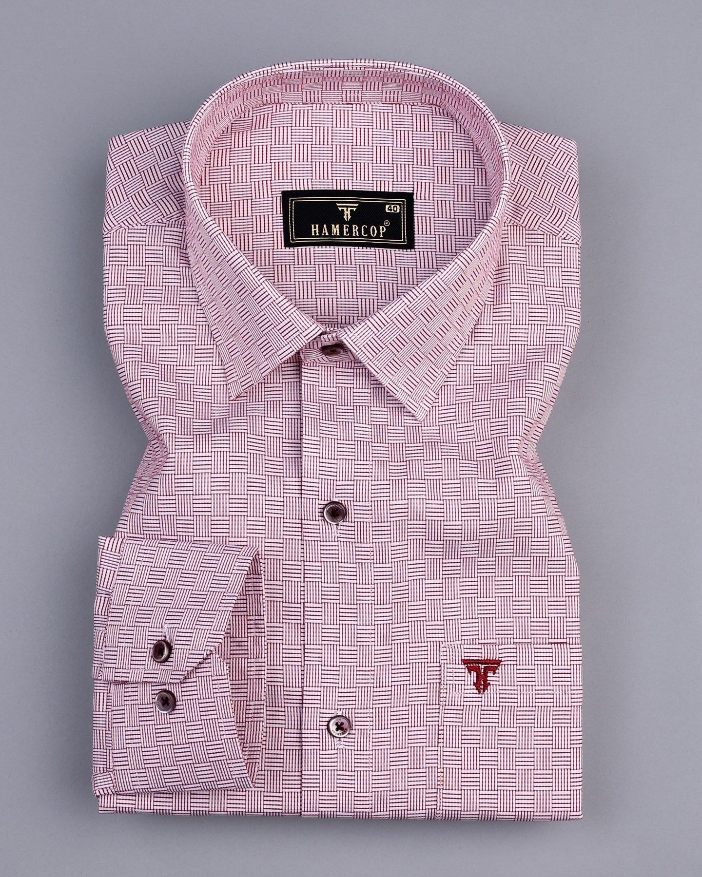Hirav Maroon Handwoven Dobby Stripe Cotton Full Sleeve Shirt main image 1