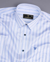 Buxton Blue With White Dobby Stripe Gizza Cotton Shirt