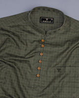 Tenex Green Check Premium Cotton Shirt Style Kurta