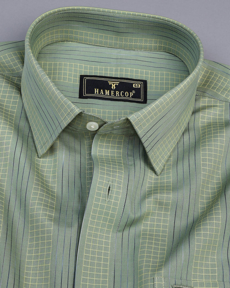 Delux Green With Yellow Box Stripe Premium Gizza Shirt