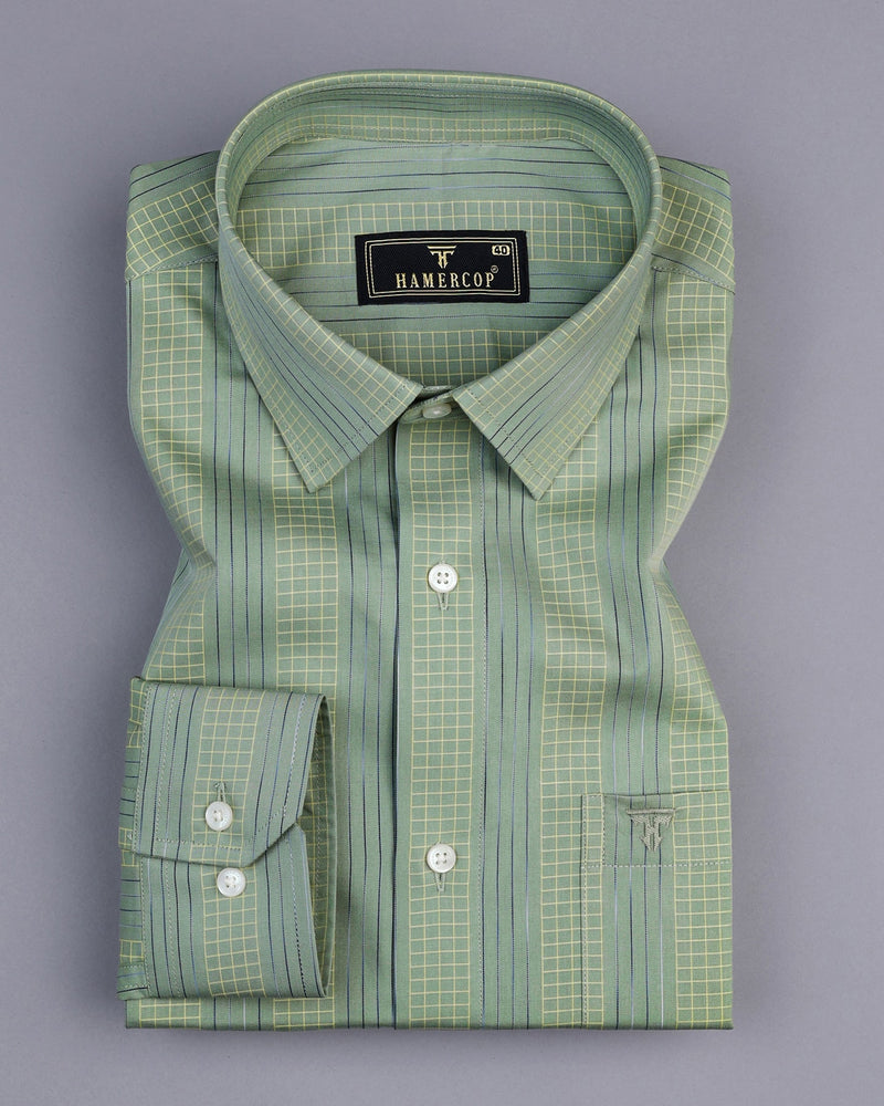 Delux Green With Yellow Box Stripe Premium Gizza Shirt