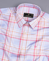 Corbin Pink And Gray Twill Check Premium Cotton Shirt