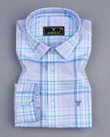 Corbin Blue And Gray Twill Check Premium Cotton Shirt