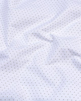White With Gray Small Polka Dot Poplin Print Cotton Shirt