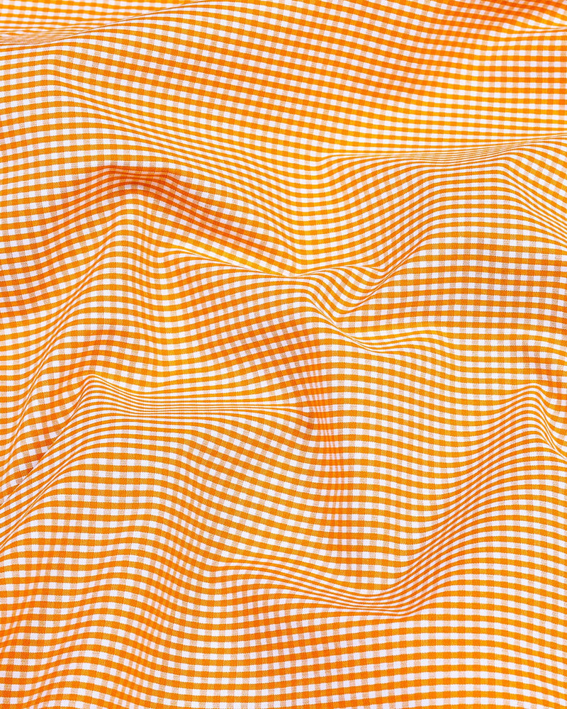 Exotic Orange Micro Yarn Dyed Check Cotton Shirt