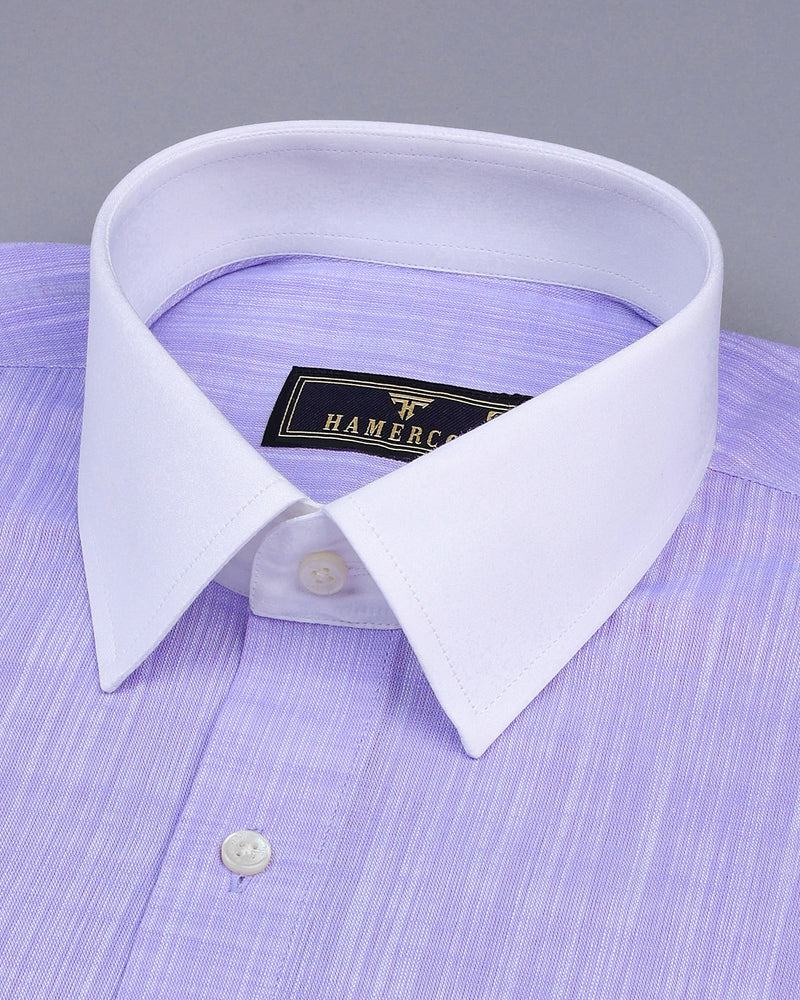 Light Purple With White Cuff And Collar Amsler Cotton Shirt