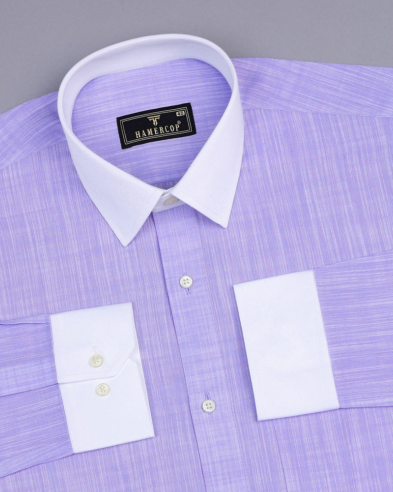 Light Purple With White Cuff And Collar Amsler Cotton Shirt