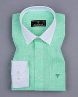 Light Green With White Cuff And Collar Amsler Cotton Shirt