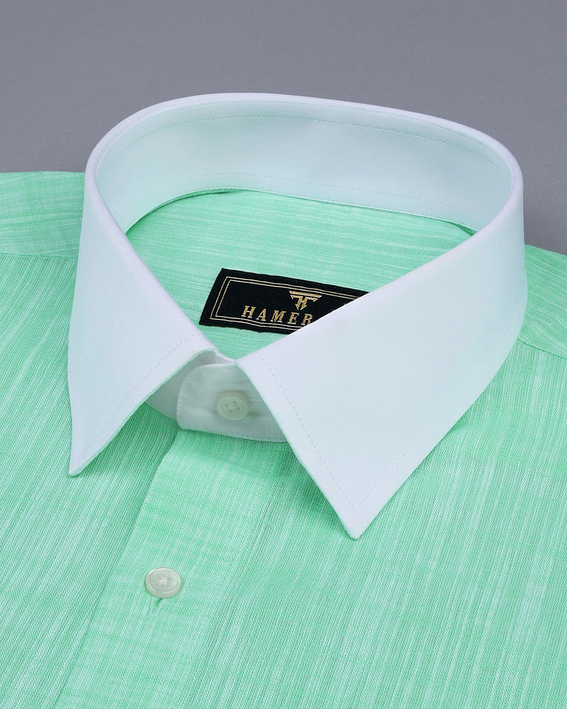 Light Green With White Cuff And Collar Amsler Cotton Shirt