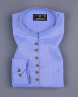 Cluster Blue FilaFil Solid Cotton Shirt Style Kurta