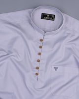 Hilton Gray Self Weft Stripe Dobby Cotton Shirt Style Kurta