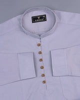 Hilton Gray Self Weft Stripe Dobby Cotton Shirt Style Kurta