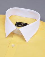 Pineapple Yellow Self Weft Stripe Dobby Cotton Designer Shirt