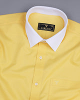 Pineapple Yellow Self Weft Stripe Dobby Cotton Designer Shirt