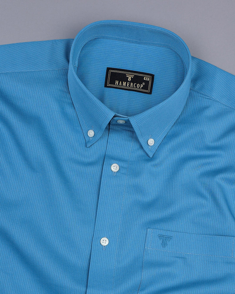 Willow Blue Self Stripe Solid Dobby Cotton Shirt