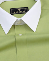 Origami Olive Green Solid Dobby Cotton Designer Shirt
