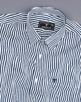 Tista Blue With White Designer Striped Poplin Cotton Shirt