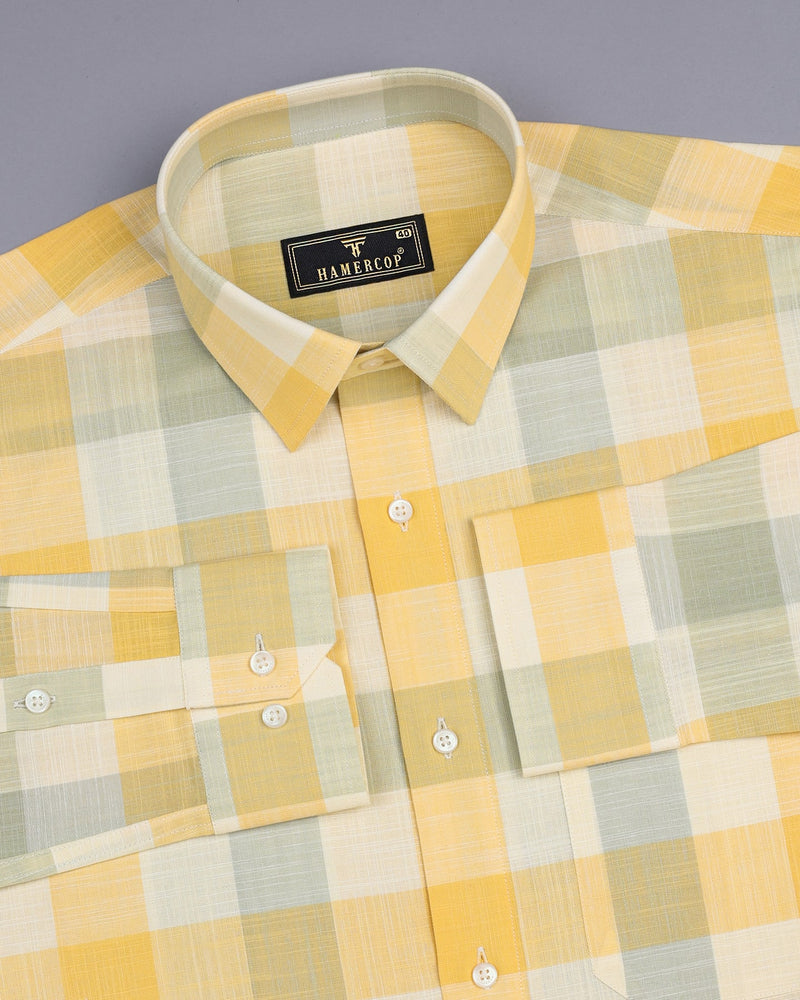 Lagos Yellow Multishaded Sudoku Check Linen Cotton Shirt