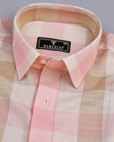 Lagos Peach Multishaded Sudoku Check Linen Cotton Shirt