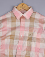 Lagos Peach Multishaded Sudoku Check Linen Cotton Shirt