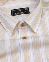 Cortilla Cream With White Stripe Formal Cotton Shirt