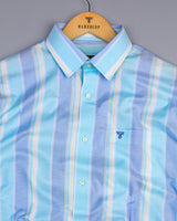 Texas Blue With SkyBlue Multistripe Oxford Cotton Shirt